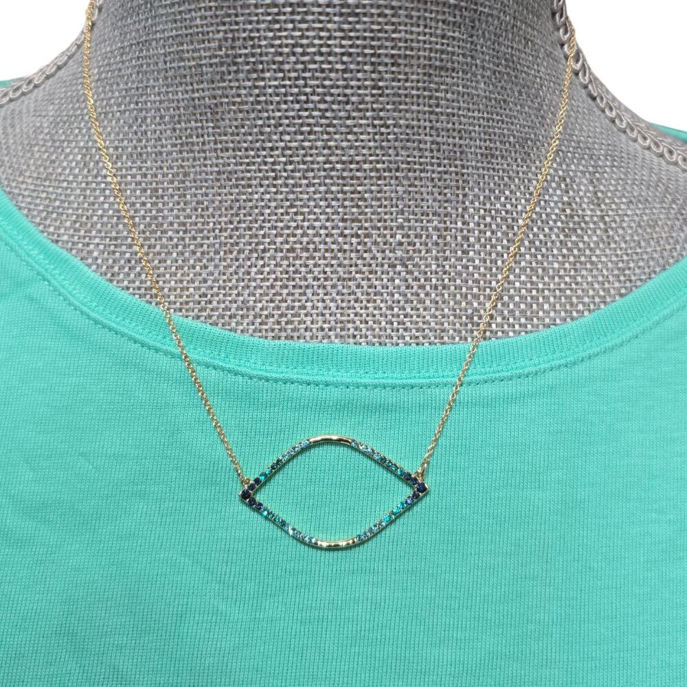 Express Gold Plated Blue Rhinestone Short Necklace NWT MSRP $25